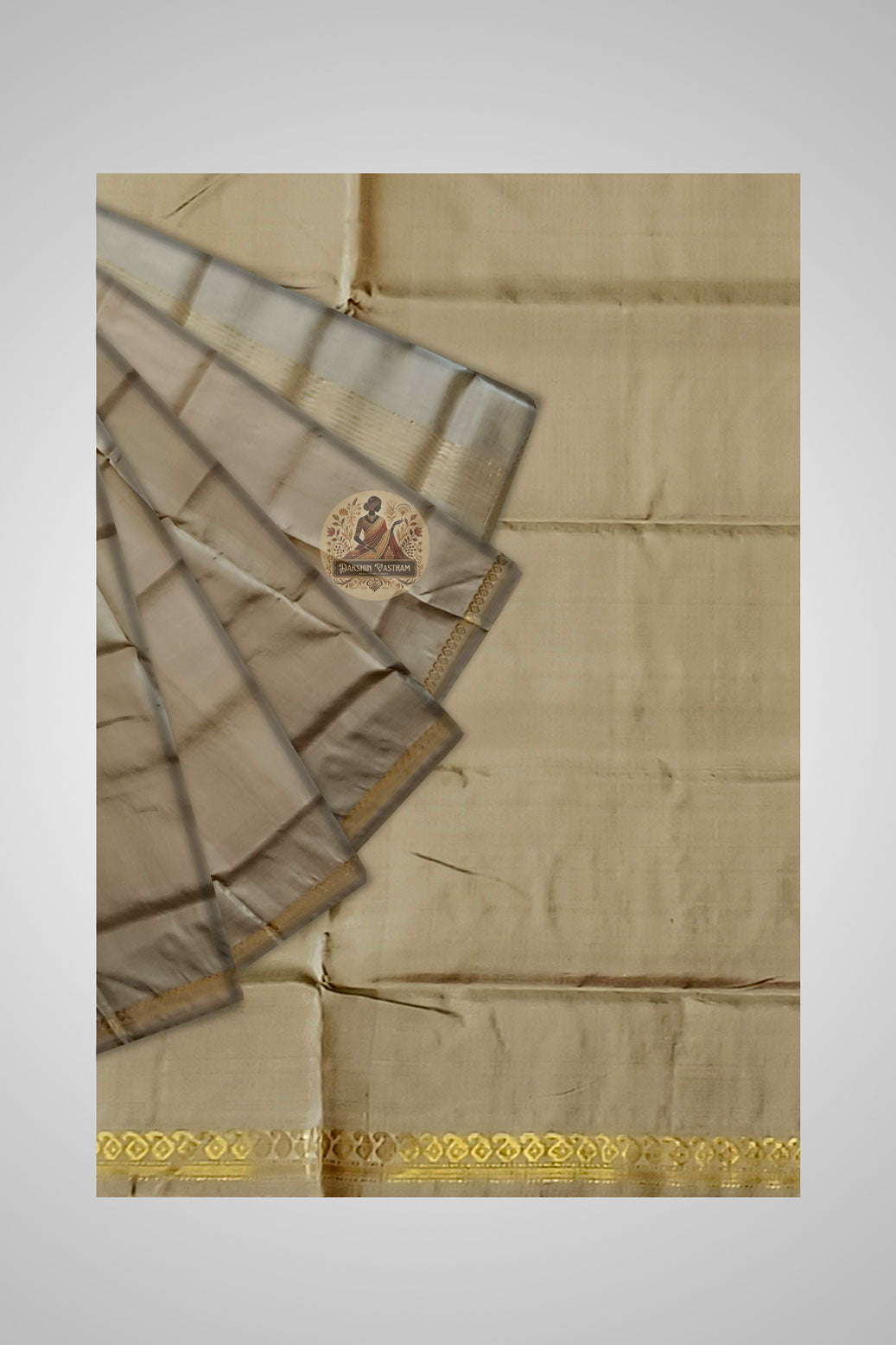 Shop Authentic Zari Silk Saree – Close-up of border and fabric detailing