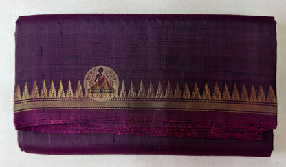 Full flat-lay of Bishnupur Pure Katan Silk Saree with matching blouse piece, handloom everyday elegance Bengal