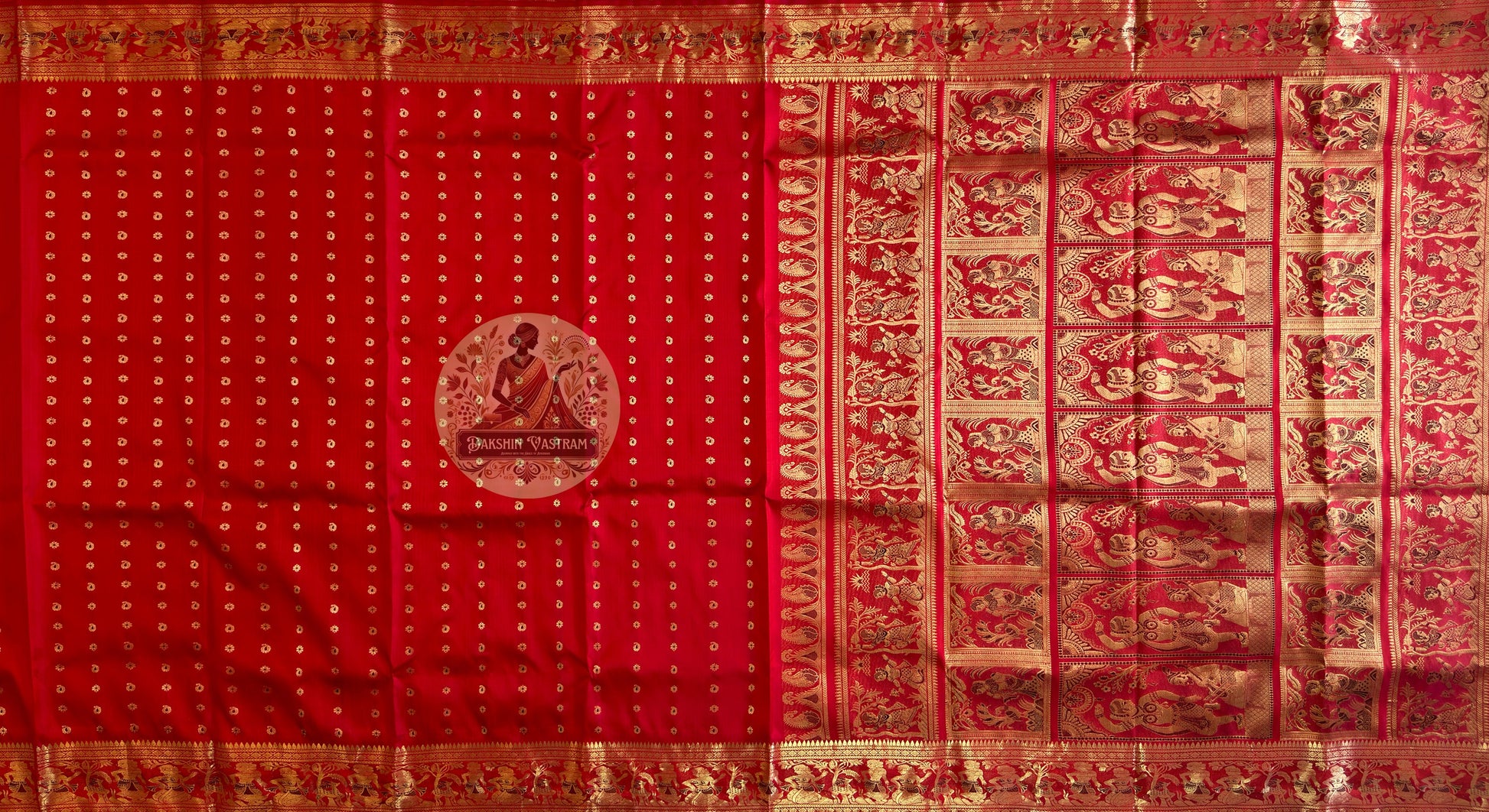 Swarnachari Pure Silk Saree in classic Bengal golden weave – bridal and festive wear, pan-India delivery