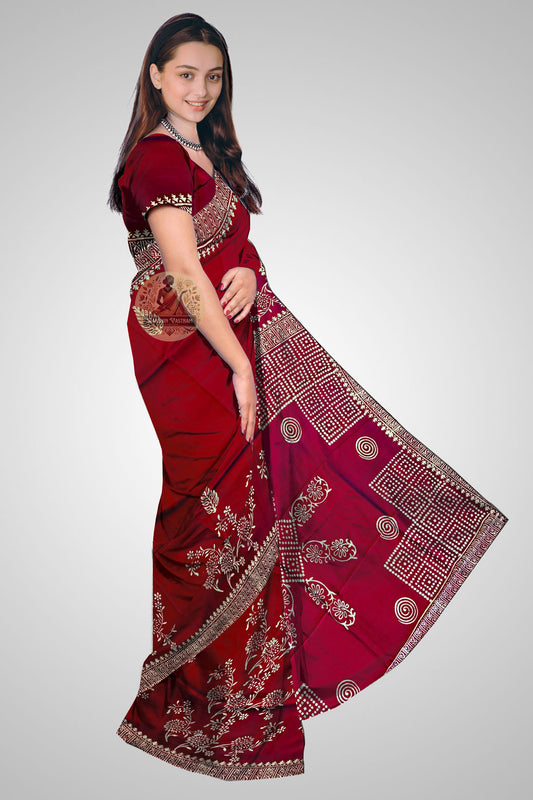 Shop Bengal Katan Saree UK – Side profile with elegant drape