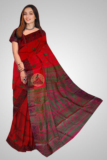 Handloom Baluchari Pure Silk Saree with mythological pallu motifs – buy online, delivered to Mumbai and Delhi