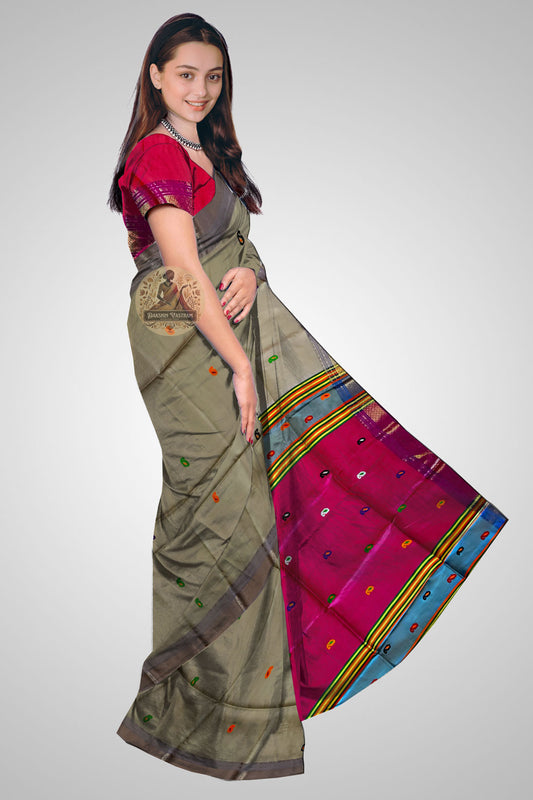 Buy Pure Silk Saree online – Handloom saree side view