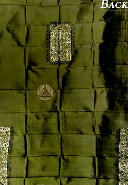 Flat lay of unstitched Baluchari Silk Kurti Piece showing full block print repeat and fabric drape Bengal