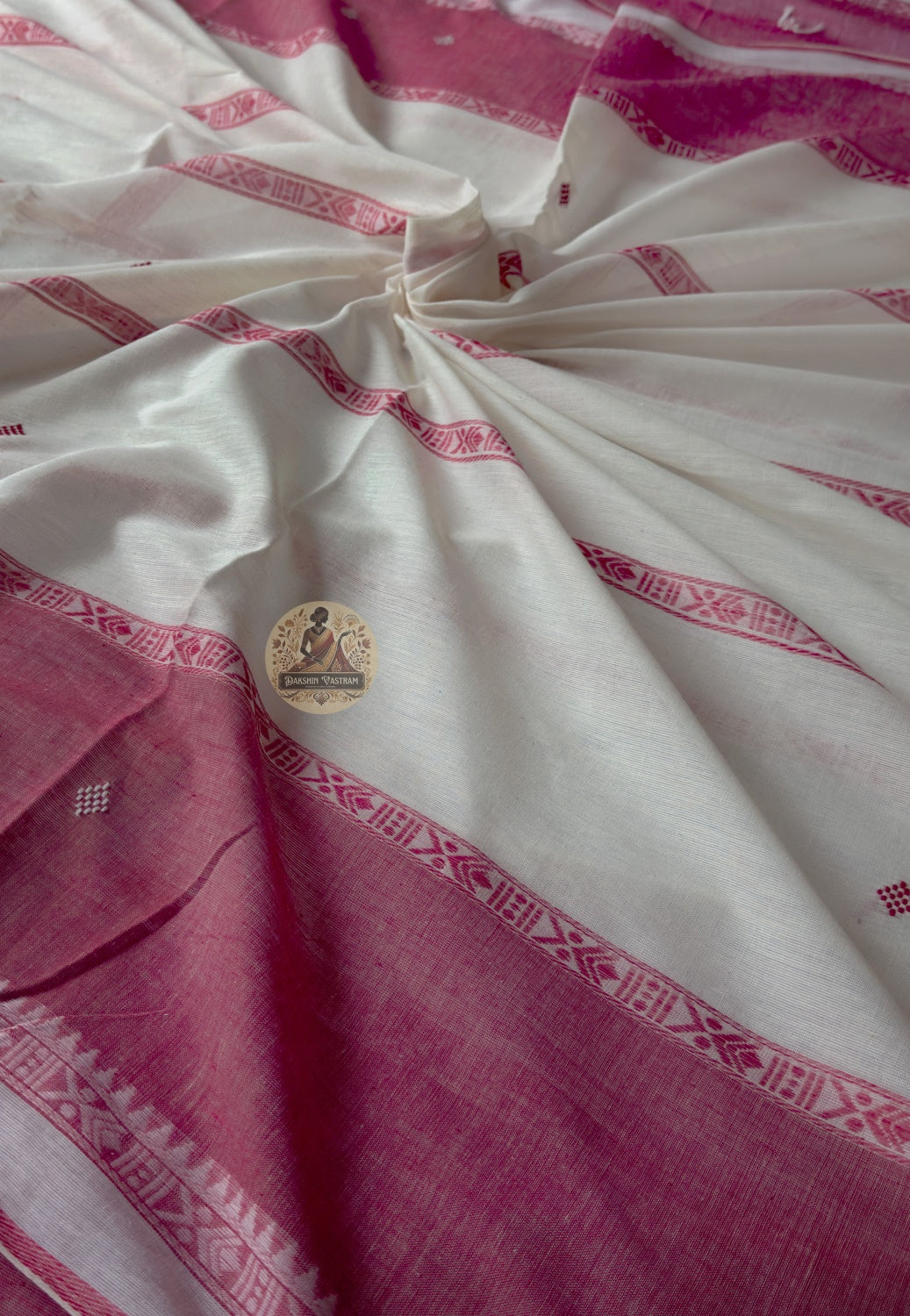 Styling detail of cotton blouse paired with West Bengal handloom pure cotton saree