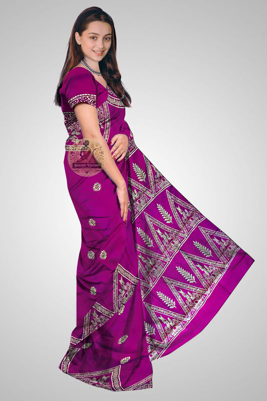 Buy Premium Silk Saree Online – Side drape view showing weave finish