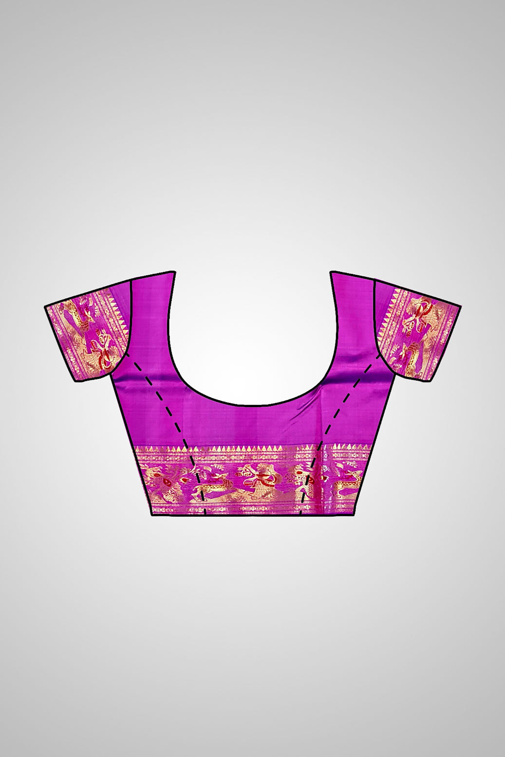 Buy Swarnachari Saree online – Full saree with stitched blouse view