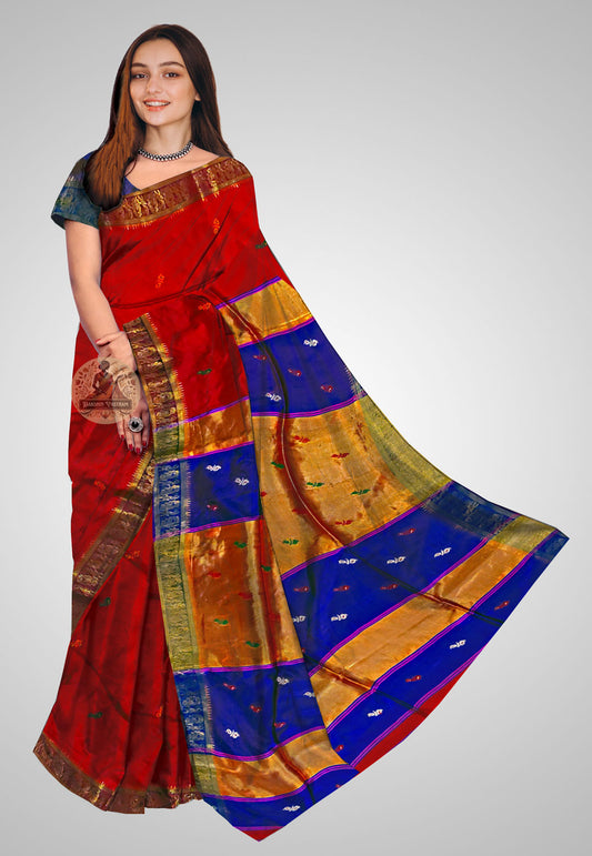 Pure Katan silk saree with graceful drape and classic elegance