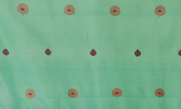 Buy Mulberry Assam Silk Saree – Rear angle with elegant drape