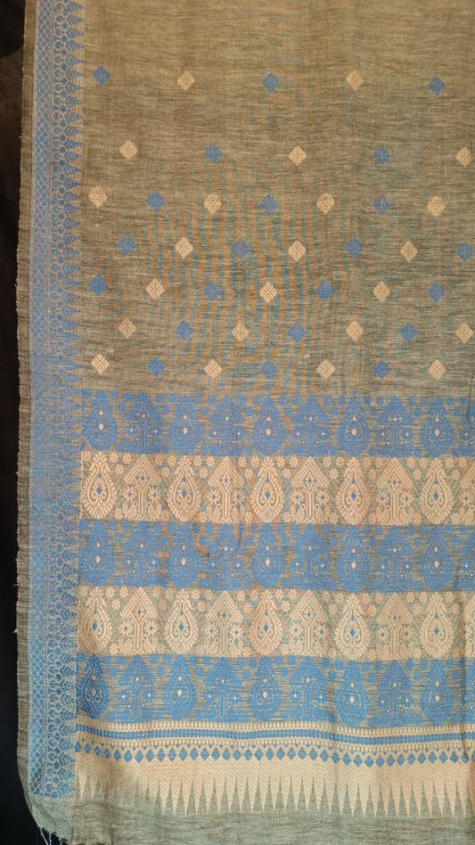 Buy Mulberry Eri Assam Silk Saree – Rear angle with elegant drape