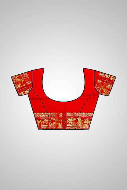 Shop Swarnachari Silk Saree online – Saree with matching stitched blouse view