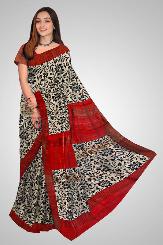 Buy Tussar Silk Saree online – Front view showcasing woven craftsmanship