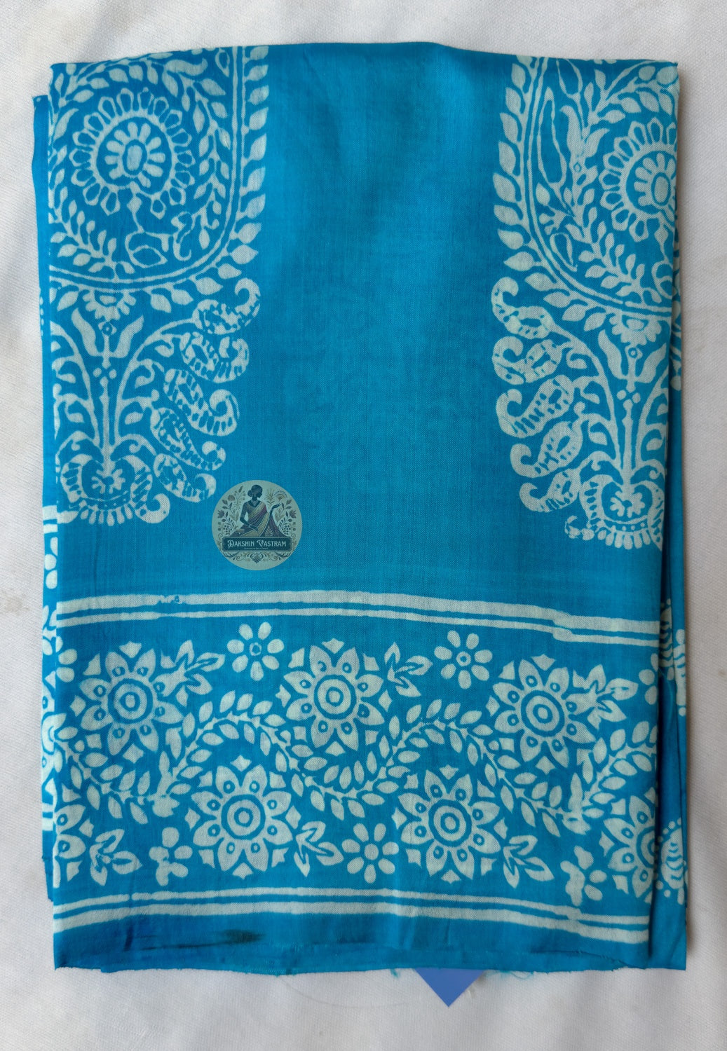 Full flat-lay of Bishnupur Pure Katan Silk Saree with matching blouse piece handloom milestone gift Bengal