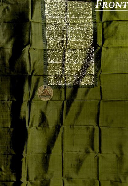 Rear view of A-line kurti tailored from Baluchari Silk Kurti Piece hand block print Bishnupur West Bengal