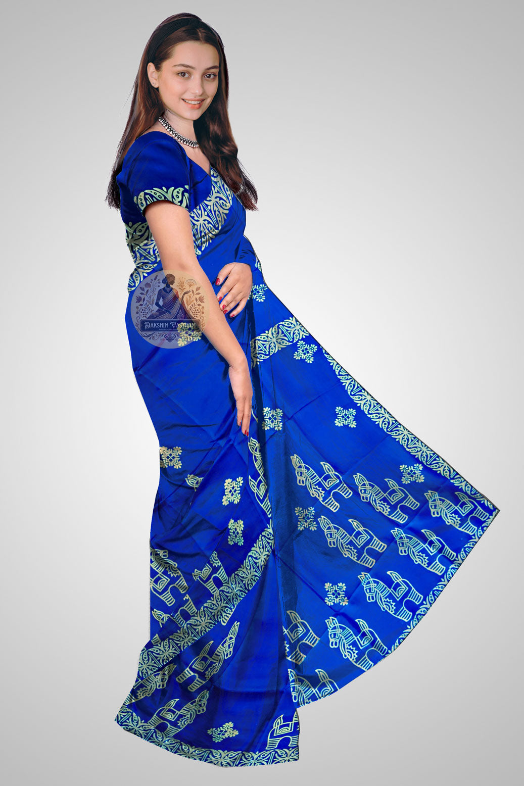 Shop Bengal Silk Saree UK – Pure Katan drape side profile