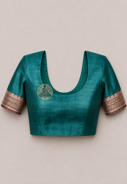 Matching blouse piece included with Bishnupur Katan Silk Saree handloom Karva Chauth gift Bengal West Bengal