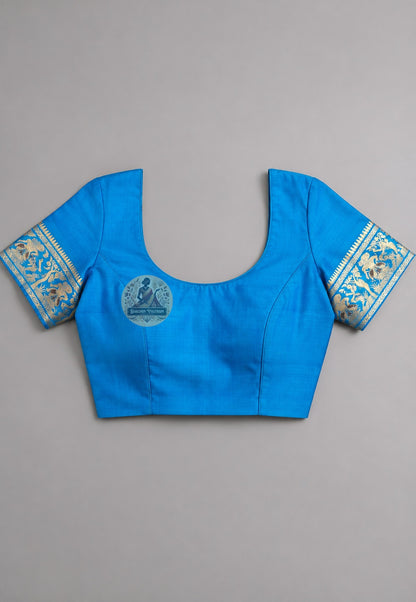 Included blouse piece for Swarnachari silk saree showing silk fabric texture and colour