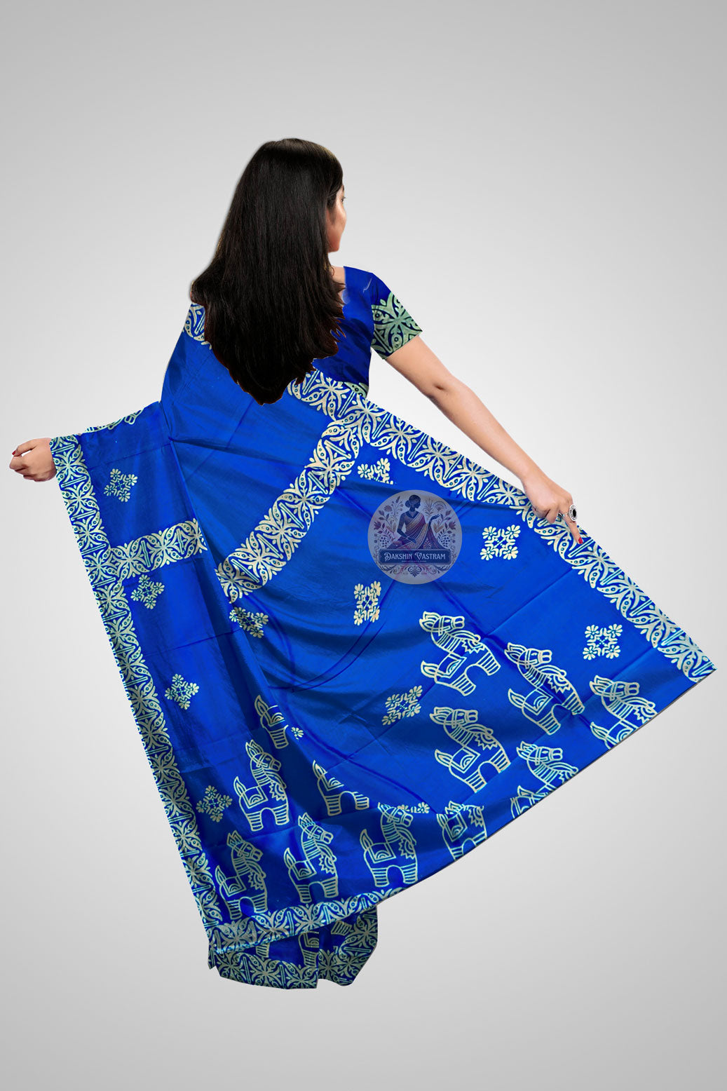 Buy Pure Silk Saree UK – Rear view highlighting pallu design