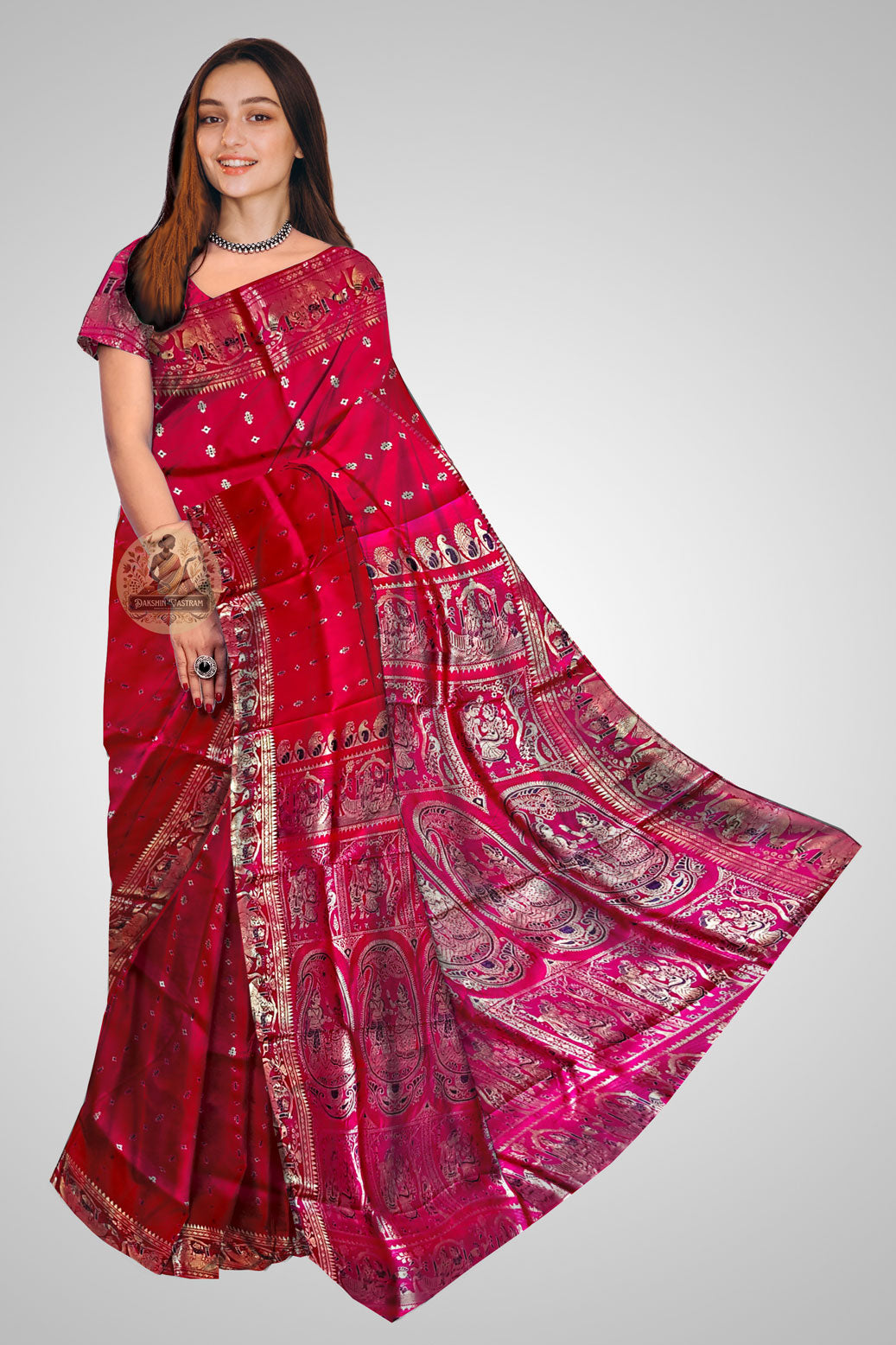 Buy Swarnachari Silk Saree online – Traditional front view with rich zari work