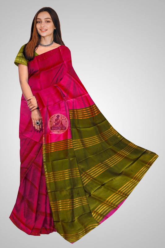 Buy Pure Katan Silk Saree online – front view of Mulberry silk saree