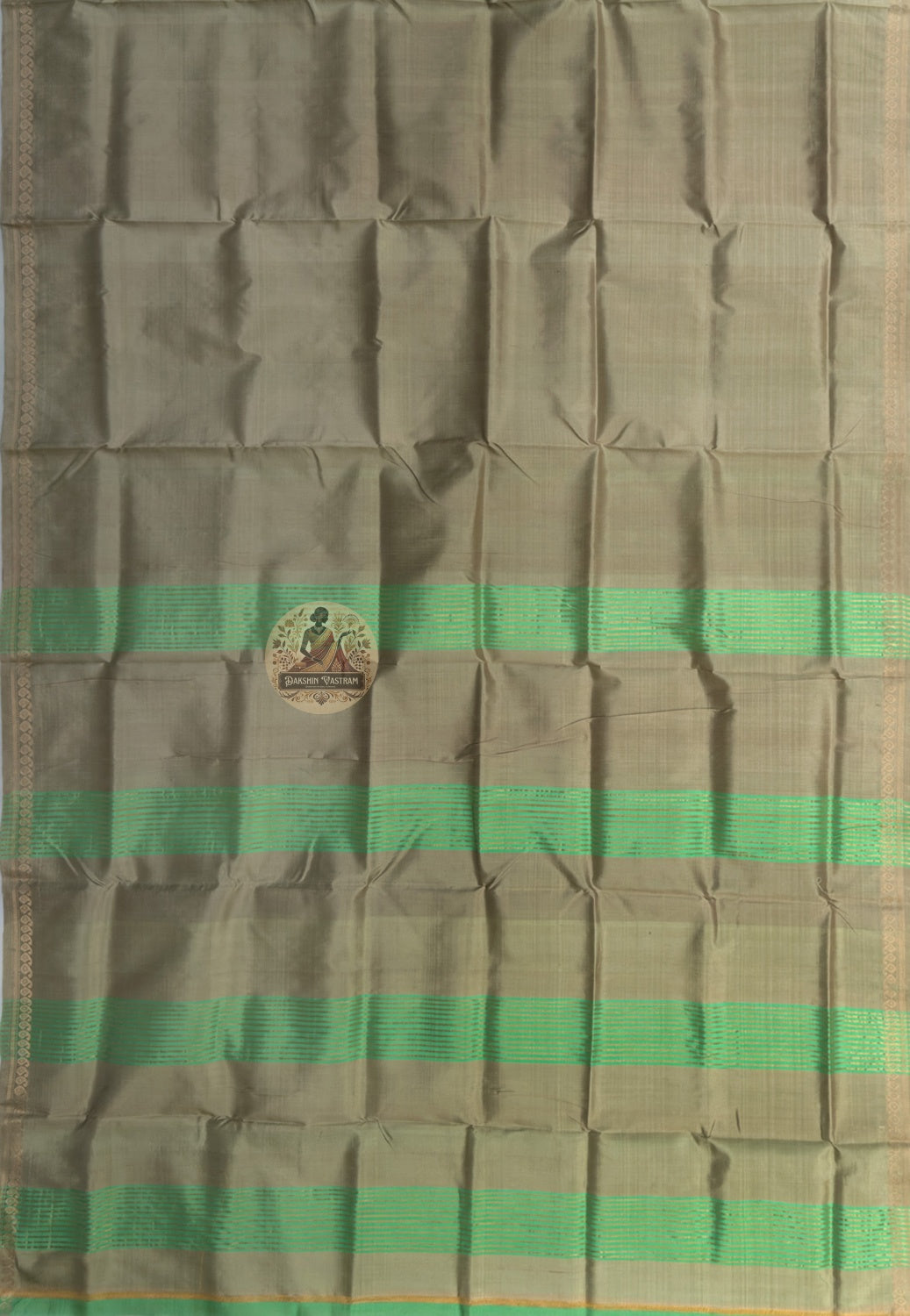 Close-up of traditional Bengal heritage motifs handwoven into Bishnupur Pure Katan Silk saree body