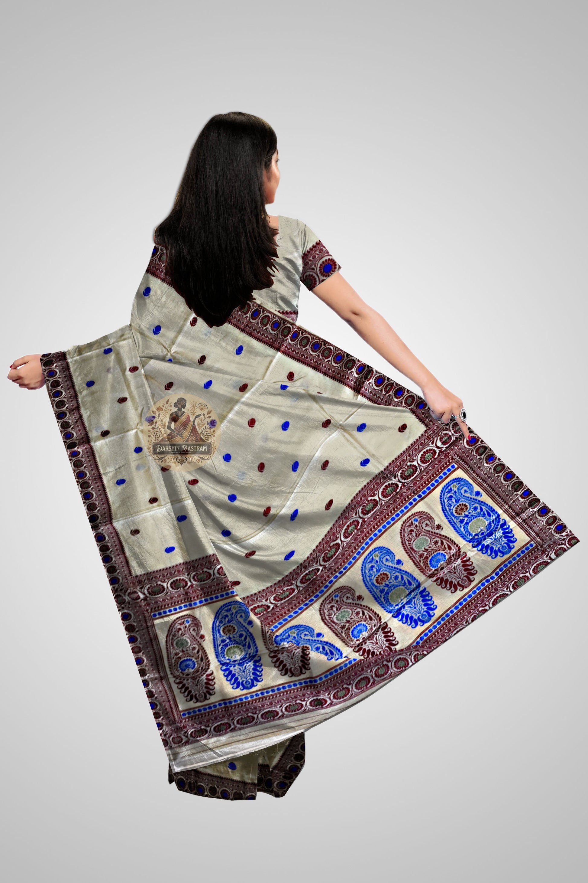 Buy Baluchari Silk Saree online – Baluchari Pure Silk Saree side view
