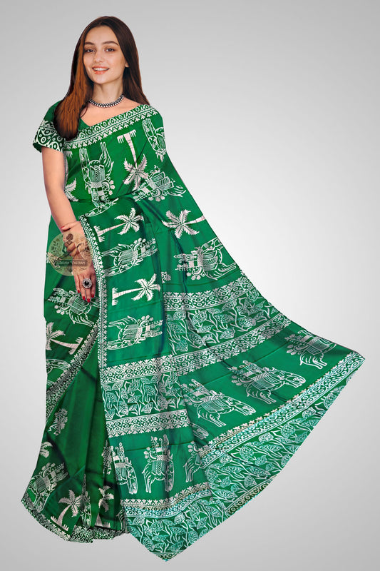 Buy Handwoven Indian pure silk saree in traditional Bengal weave with intricate motifs and elegant pallu for weddings and celebrations