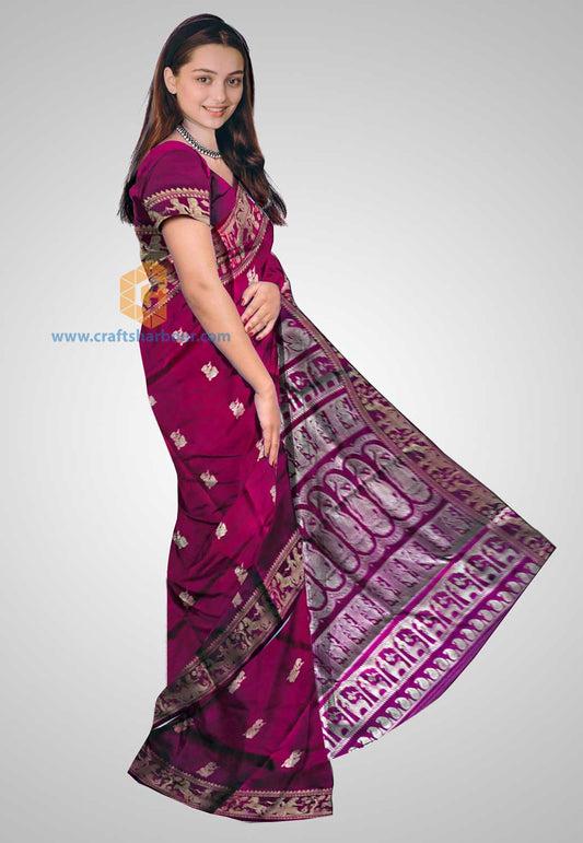 Buy Baluchari Silk Saree online – Handloom Baluchari Pure Silk Saree side view