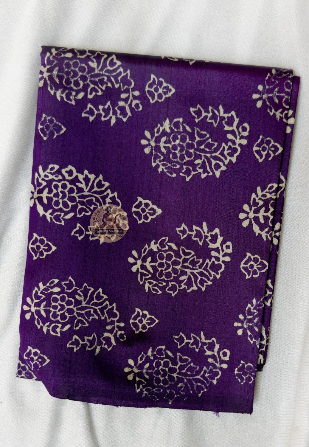 Close-up of paisley buti block print detail on Baluchari Silk Kurti Piece everyday Bengal silk handloom