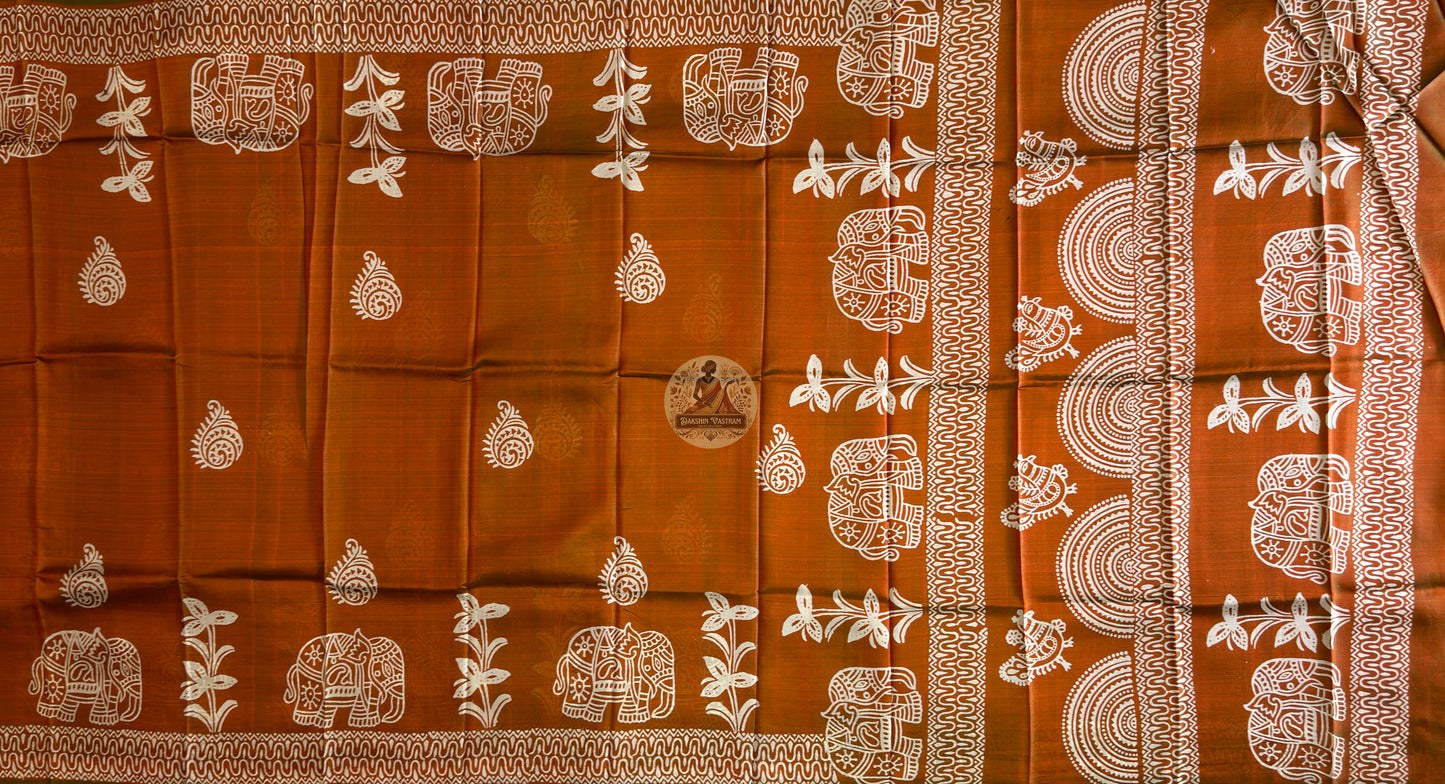 Buy Authentic Bishnupuri Silk Saree online – Pallu design showcasing print work