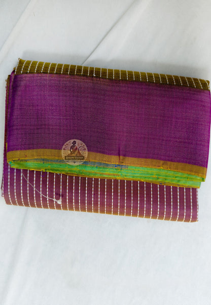 Full view of Bishnupur pure cotton handloom saree with matching blouse piece, traditional Bengal weave, festive Indian ethnic wear