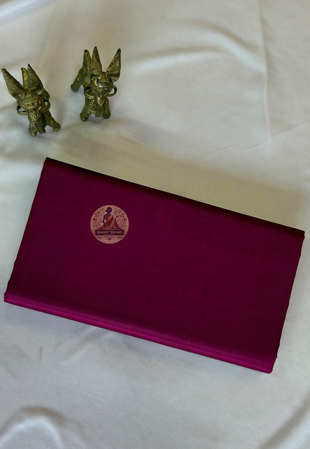 Front view of Bishnupur handwoven silk than, pure Bengal silk fabric with natural lustre, festive occasion wear