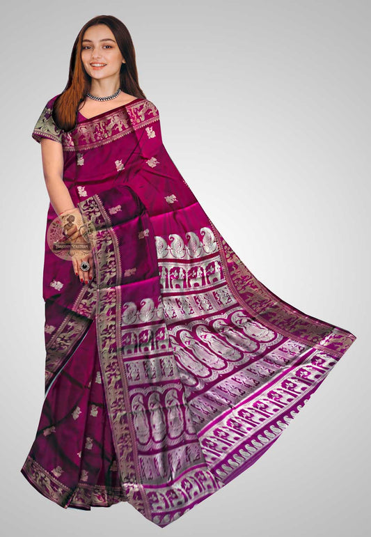 Buy Baluchari Silk Saree online – Handloom Baluchari Pure Silk Saree front view
