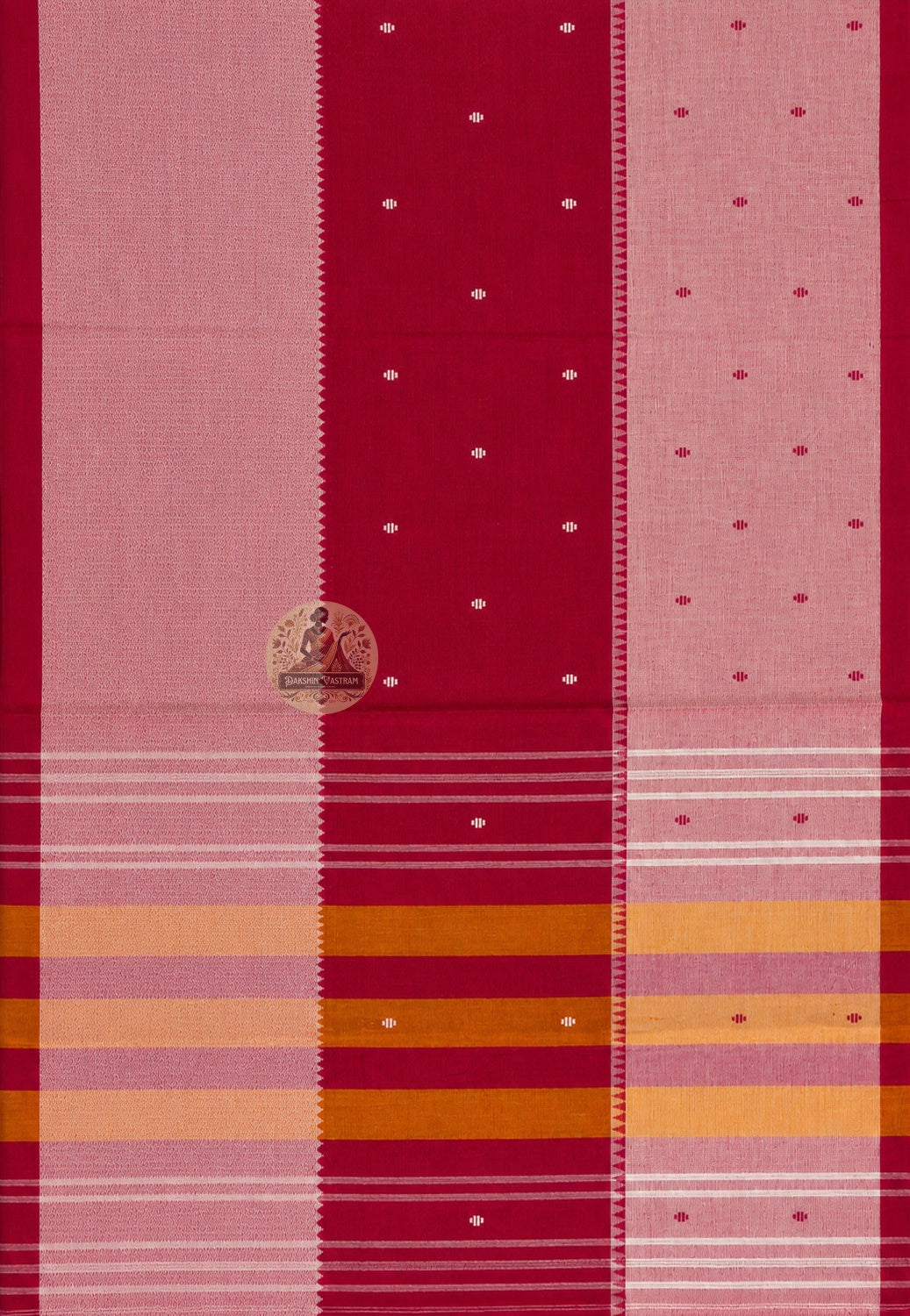 Border detail of pure cotton saree sold without blouse piece, versatile enough to pair with cotton, silk, or brocade blouse