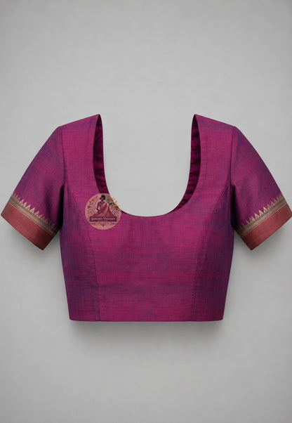 Matching blouse piece included with Bishnupur Pure Katan Silk Saree, handloom West Bengal