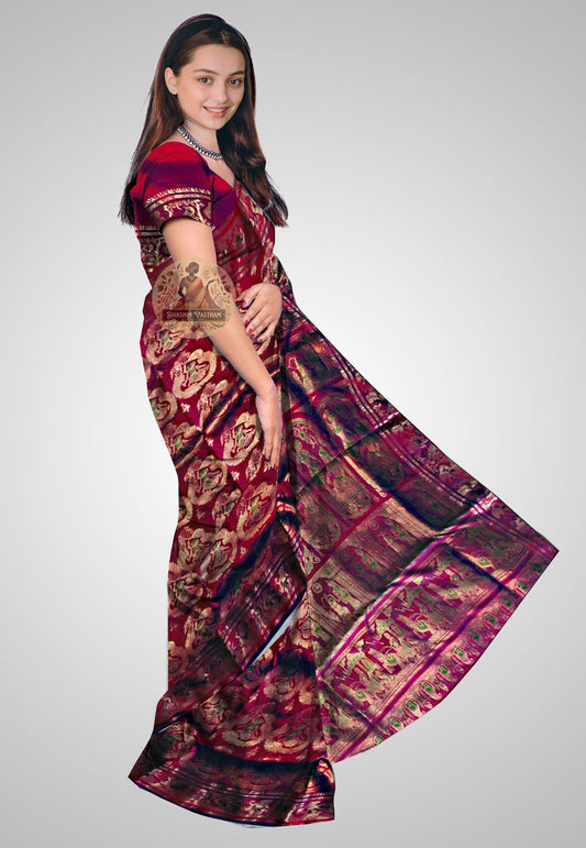 Buy Handloom Swarnachari Silk Saree online – side view