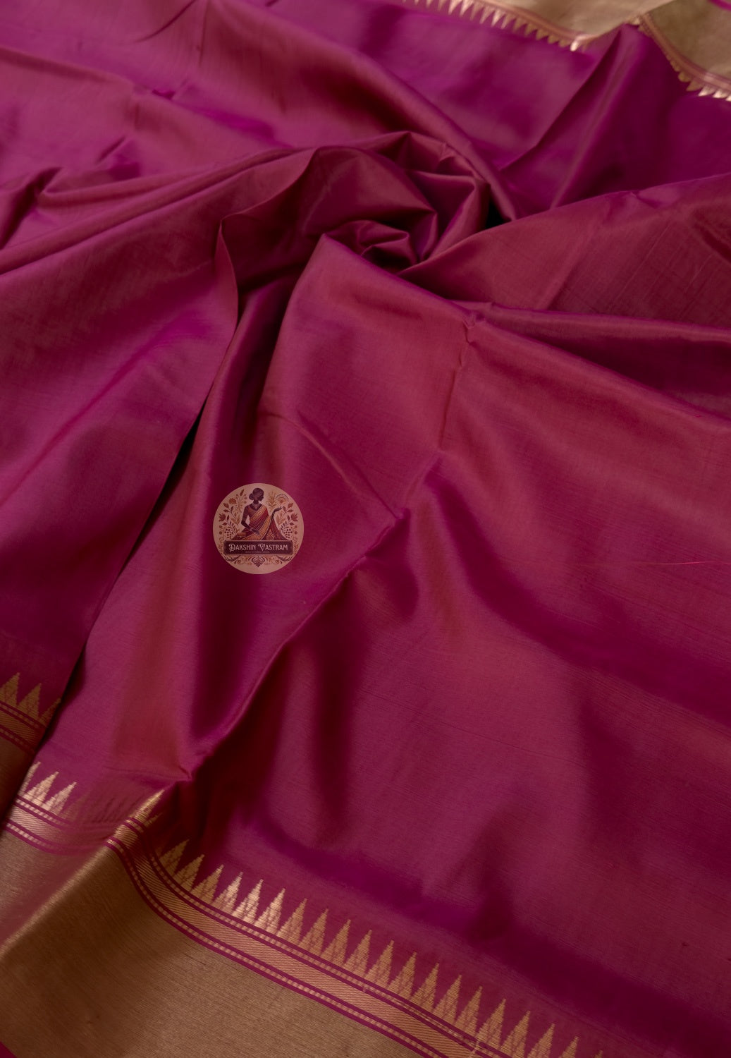 Full saree view of Bishnupur pure Katan silk saree with matching blouse piece, crafted by artisan weaving families in West Bengal
