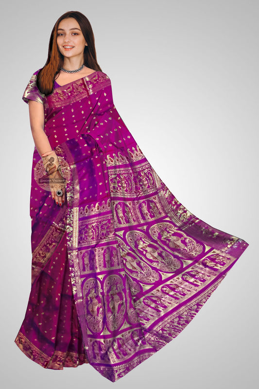 Buy Swarnachari Pure Silk Saree online – Regal Purple front view