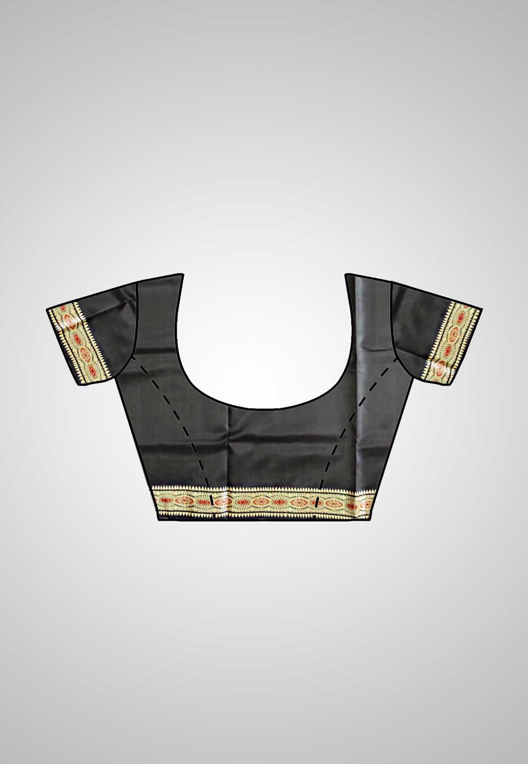 Blouse Piece: Matching blouse piece of the Handloom Baluchari Pure Silk Saree, showcasing its luxurious design.