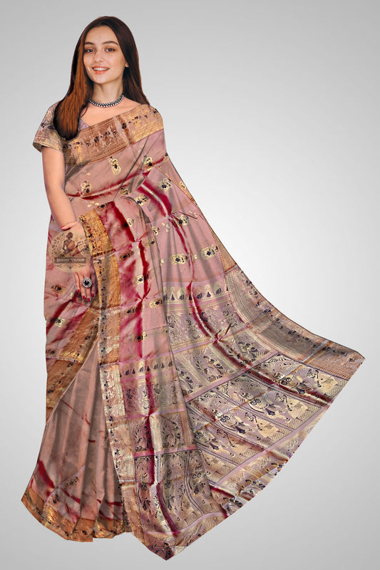 Buy Swarnachari Saree online – Front view with intricate zari design