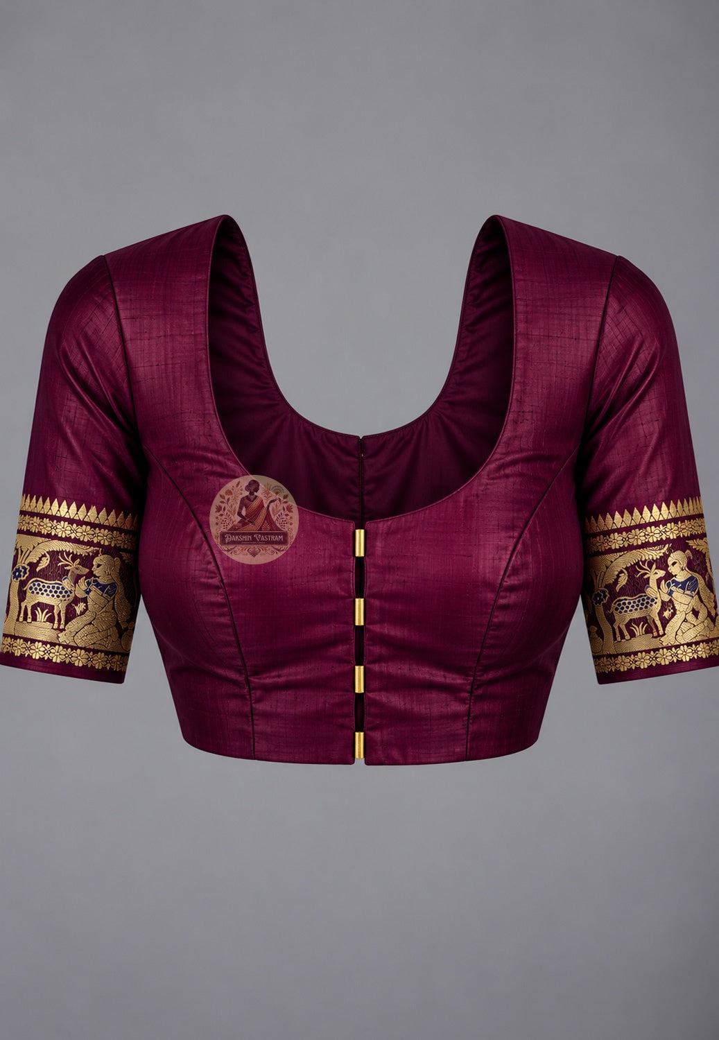 Matching blouse piece included with Swarnachari pure silk identity golden zari saree, pre-woven in the same Swarnachari silk by West Bengal handloom artisan weavers no tailoring required