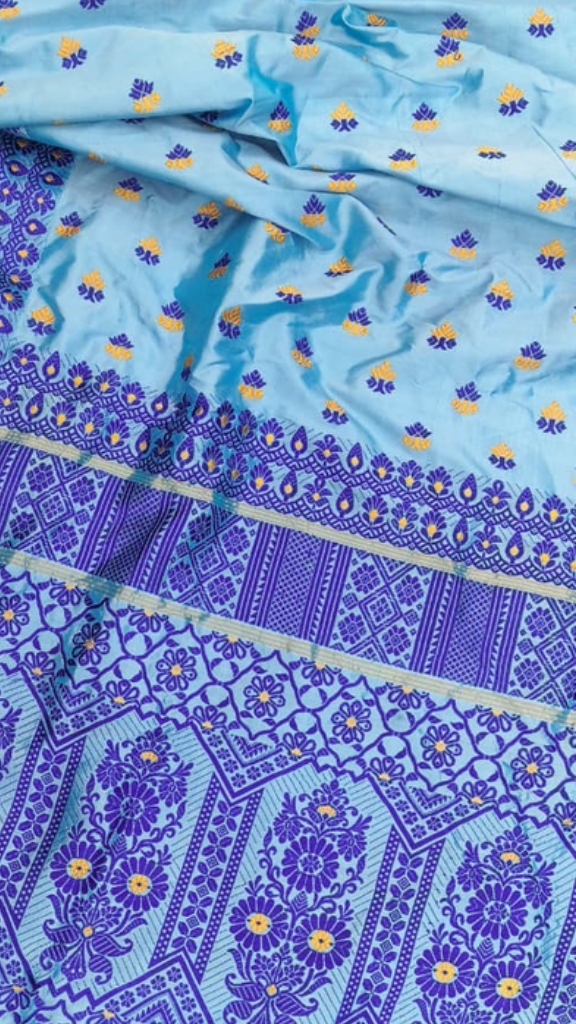 Buy Assam Mulberry Saree India – Saree with blouse piece view