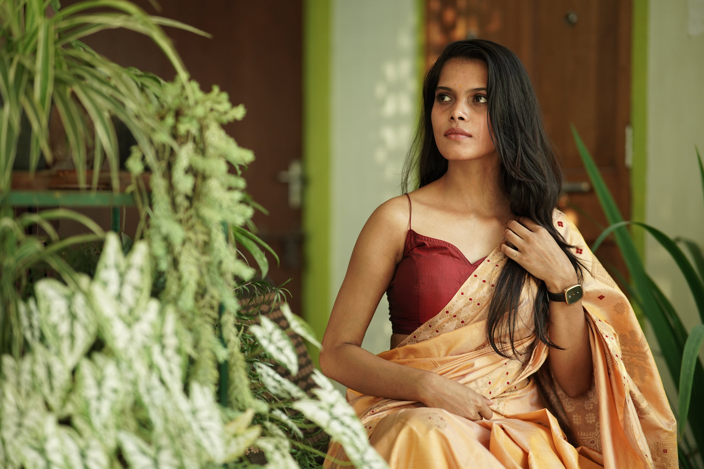 Buy Assam Silk Saree online – Handwoven detailing close-up