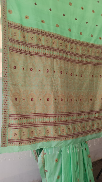 Shop Pure Assam Silk Saree – Texture and threadwork focus