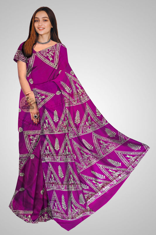Shop Authentic Pure Silk Saree – Handloom saree front profile in detail
