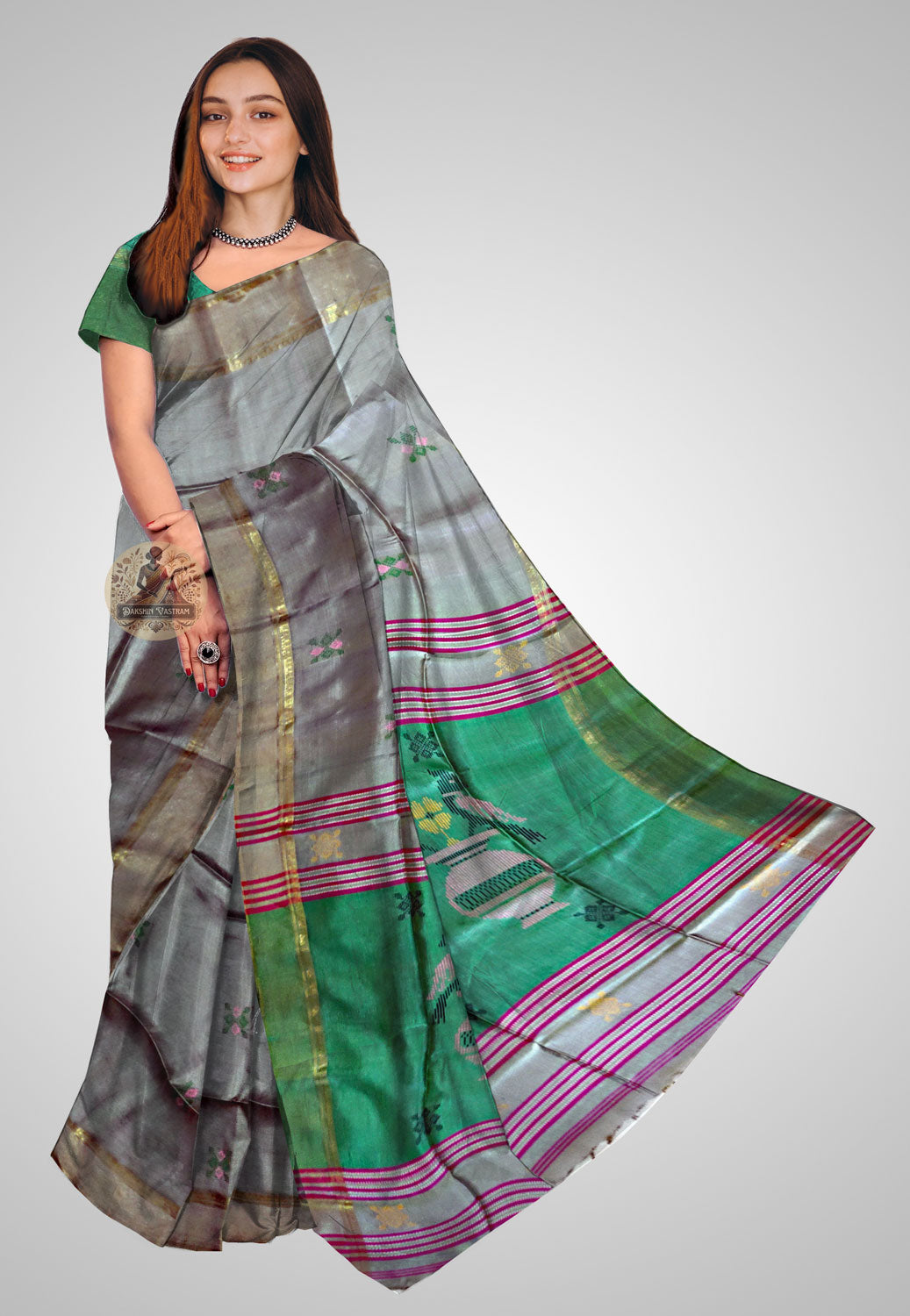 Buy Bishnupuri Katan Silk Saree online – Bishnupuri Katan Silk Saree front view