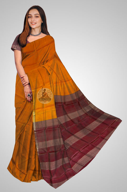 Pure silk saree handwoven in Bishnupur, West Bengal – rich texture and luxurious drape for weddings