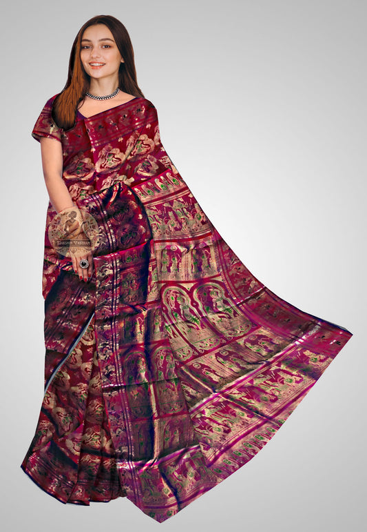 Buy Handloom Swarnachari Silk Saree online – front view