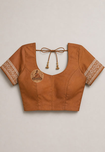 Blouse piece of Bishnupur Katan silk saree with handwoven Bengal motif detailing, festive and wedding occasion wear