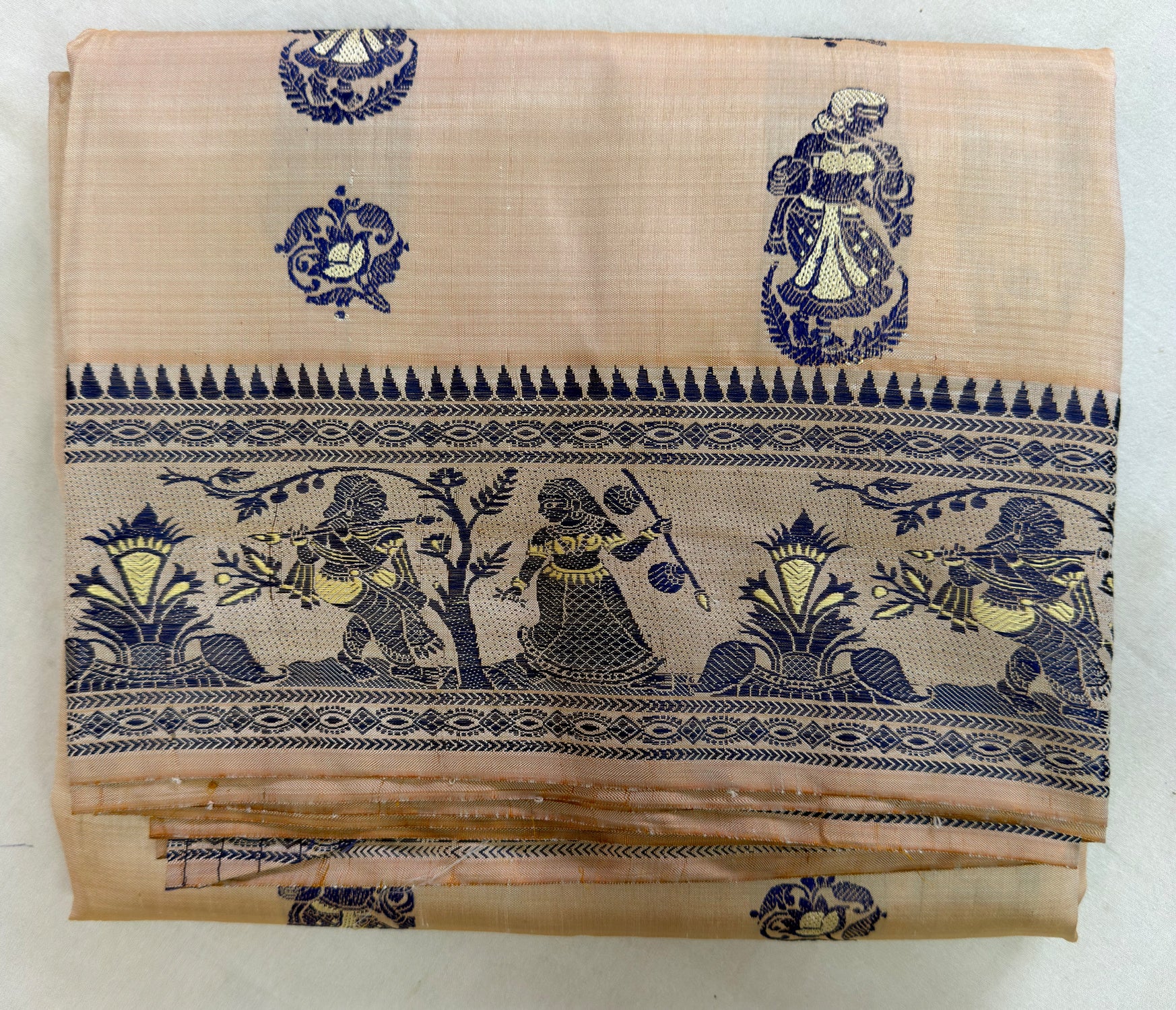 Shop Baluchari Mulberry Silk Saree online – Full saree layout view