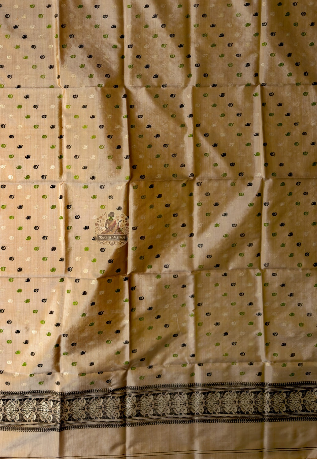 Side drape view of Baluchari pure silk stole draped over shoulder displaying natural fluid silk drape for Indian wedding guest styling Diwali Durga Puja and diaspora events